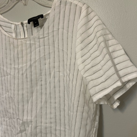 J. Crew Blouse White Sheer Striped Shirt Back Zip Sz 10 Career Minimalist Preppy - Picture 4 of 8